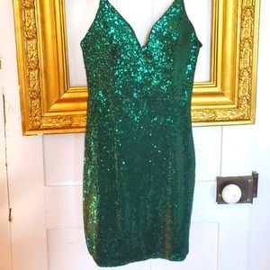❤HP❤ Lucky Green Sequin Mini Party Dress